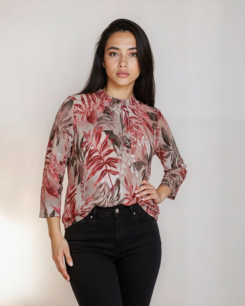 Toppa Grazia lövmönstrad korall/rosa/brun