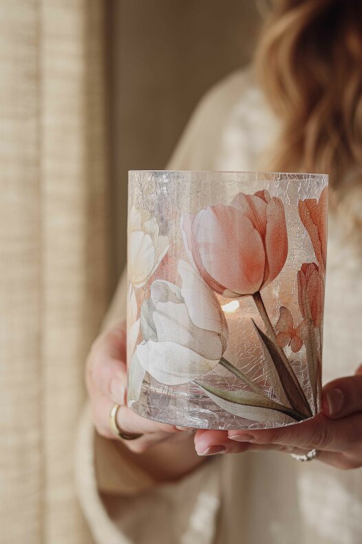 Ljuslykta Tulpaner - Tulips - Krackelerad 10x12 cm - Majas Cottage - 2
