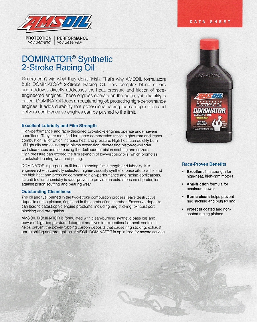  AMSOIL DOMINATOR® 100% Synthetic 2-Stroke Racing Oil 1 qt  0,946 Liter   TDRQT-EA - 4