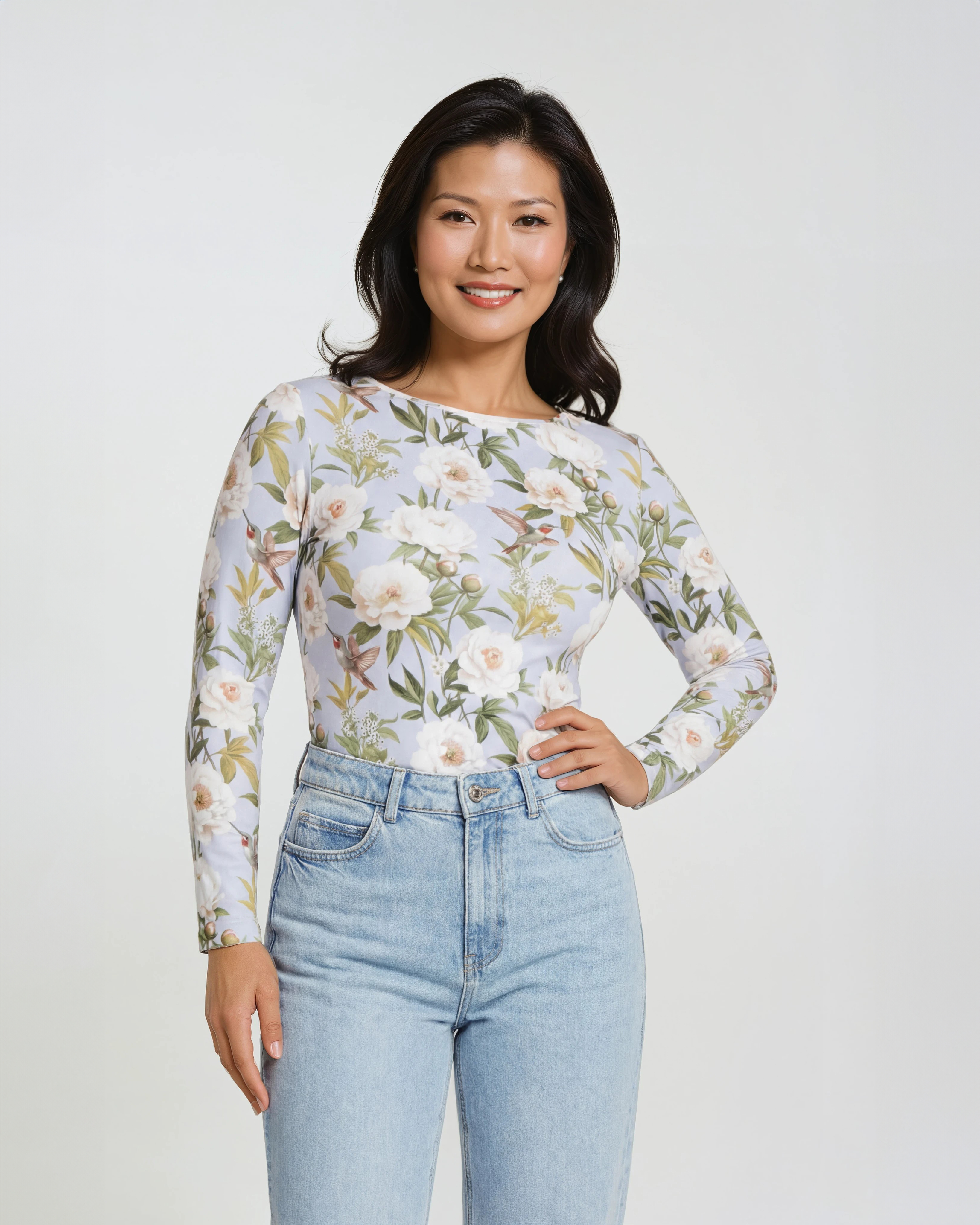 Topp Bella peoni blommig duvblå