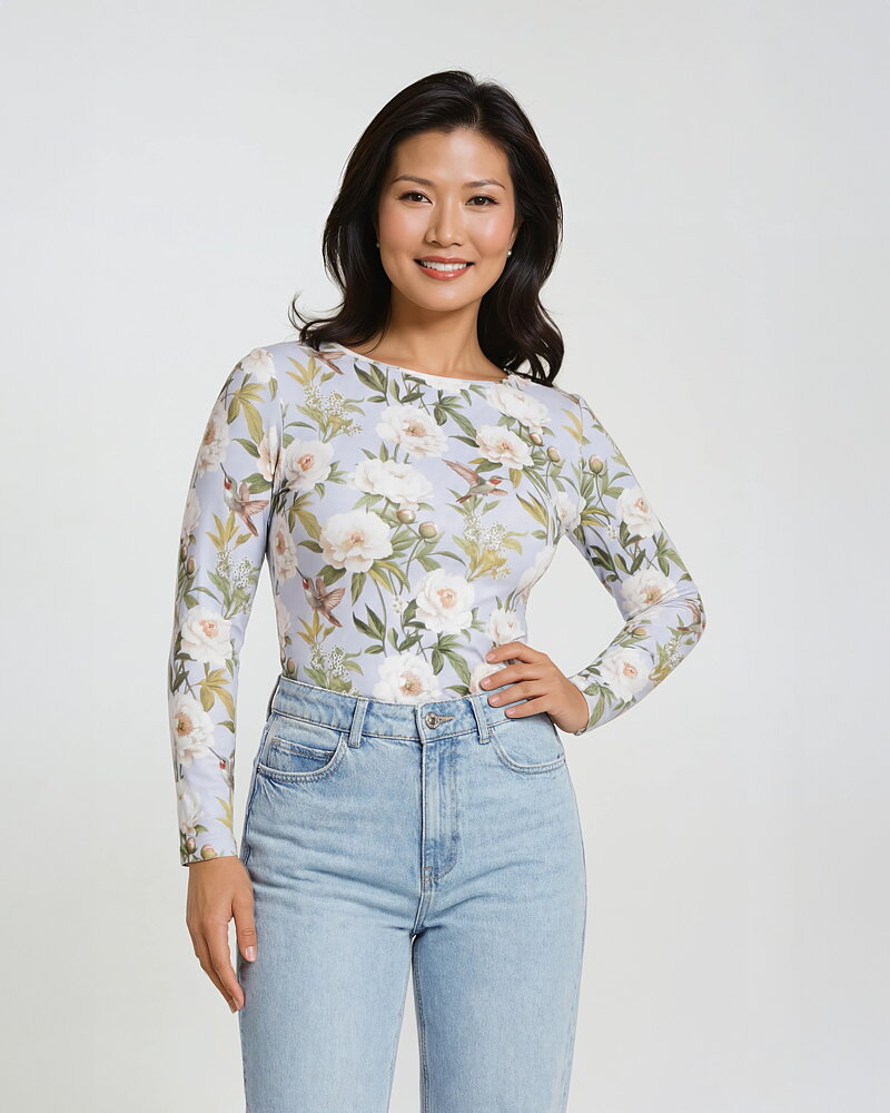 Topp Bella peoni blommig duvblå
