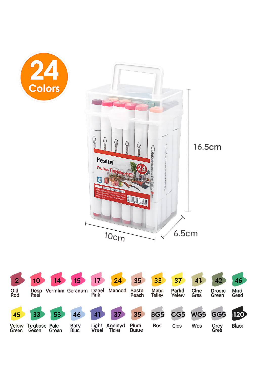 Foska Twin Tip Markers – 24 färger - 4
