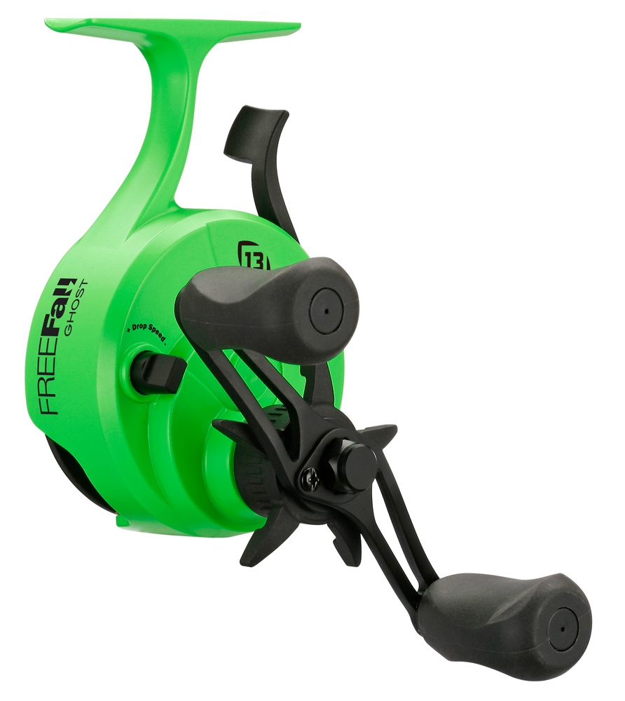  13 Fishing Black Betty Freefall Ghost 2.5, isfiskerulle med freefall. Ger full kontroll vid pimpelfiske efter abborre, regnbåge och röding