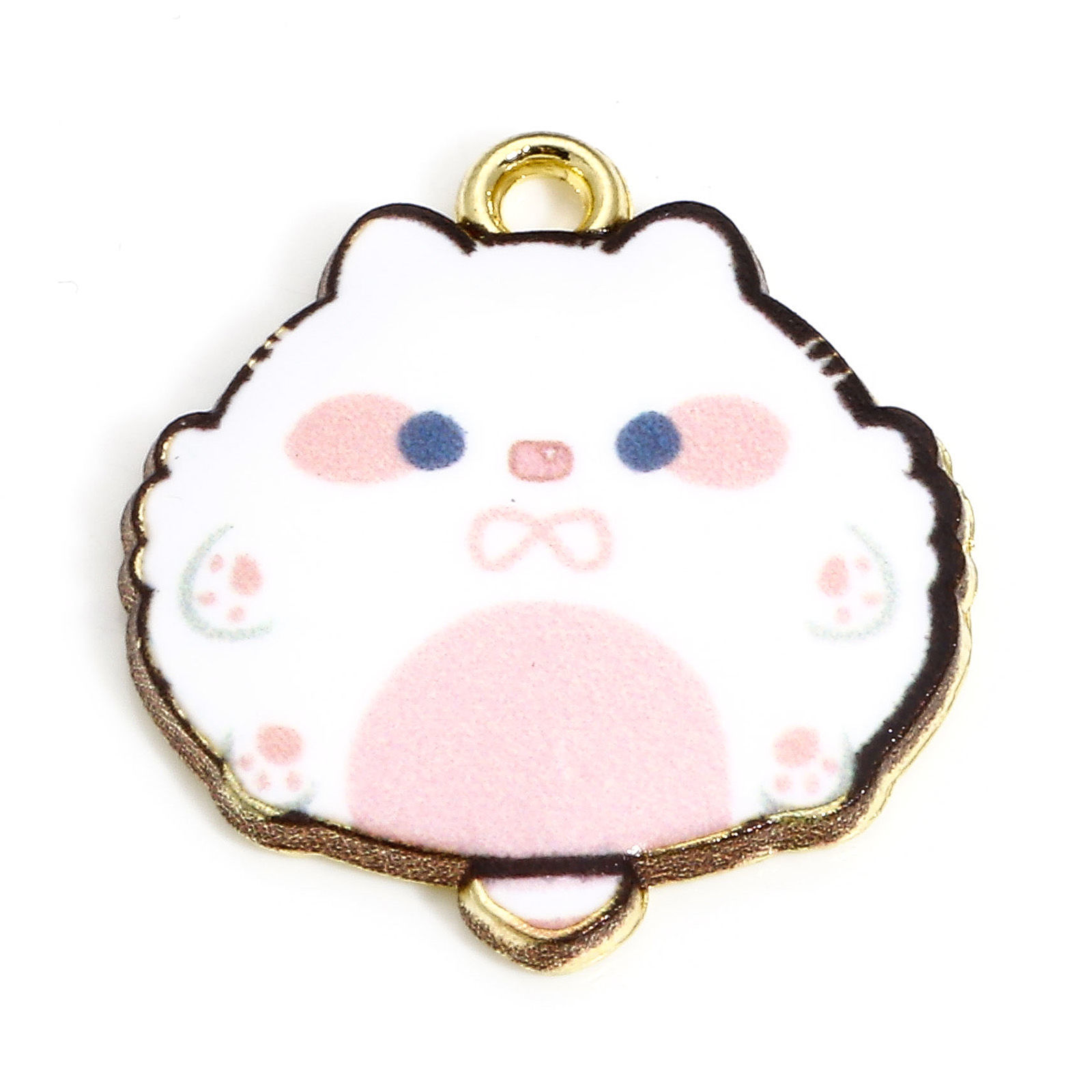 Charm   Enameld Cat  white fluffy