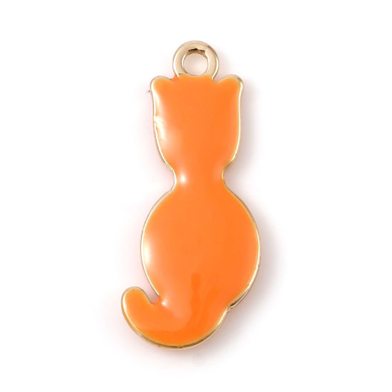 Berlock , Emaljerad Katt , Orange