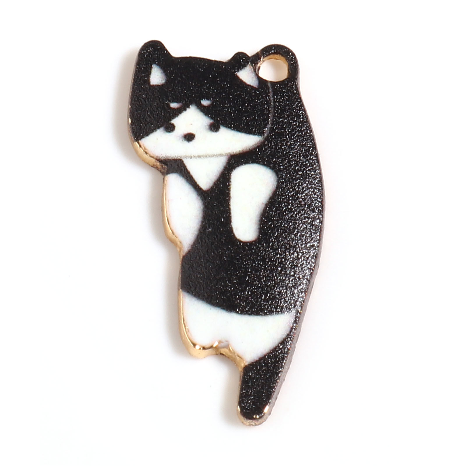 Charm Enameld   Cat , Black white