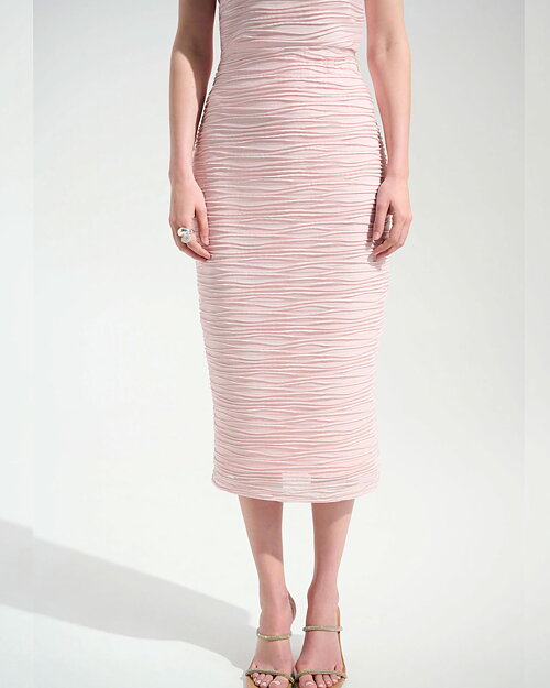 Midikjol med slits bak rosa/silverlurex - 2