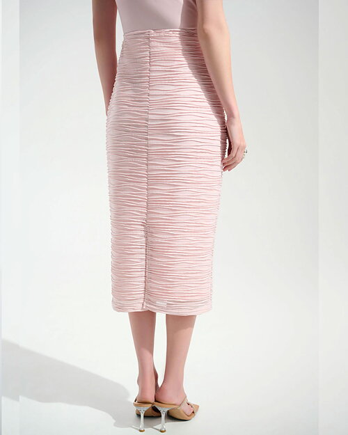 Midikjol med slits bak rosa/silverlurex - 4