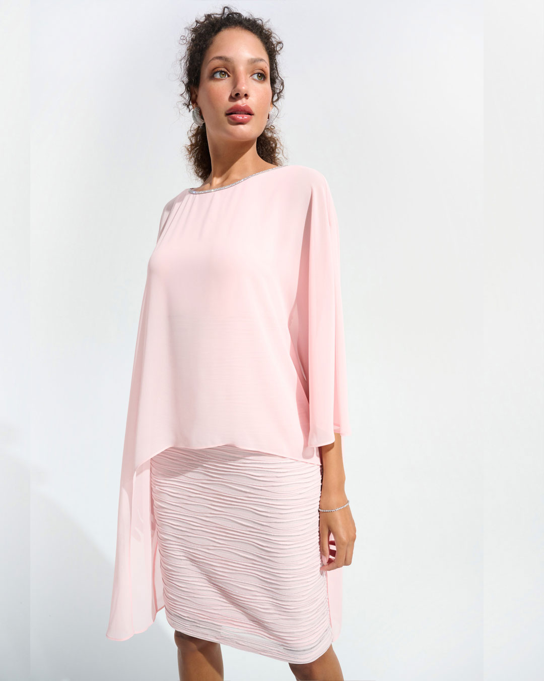 Klänning strassponcho & glitterkjol rosa