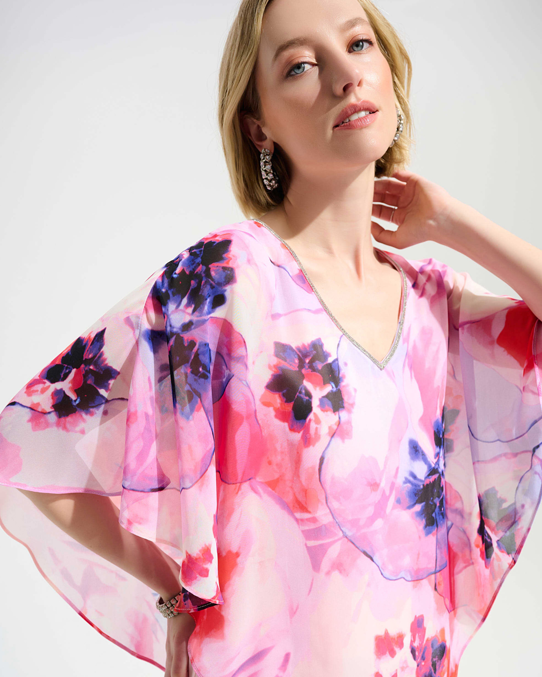 Blus mönstrad chiffong rosa/lila/korall - 3