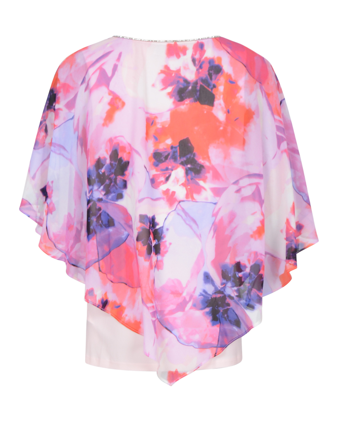 Blus mönstrad chiffong rosa/lila/korall - 5