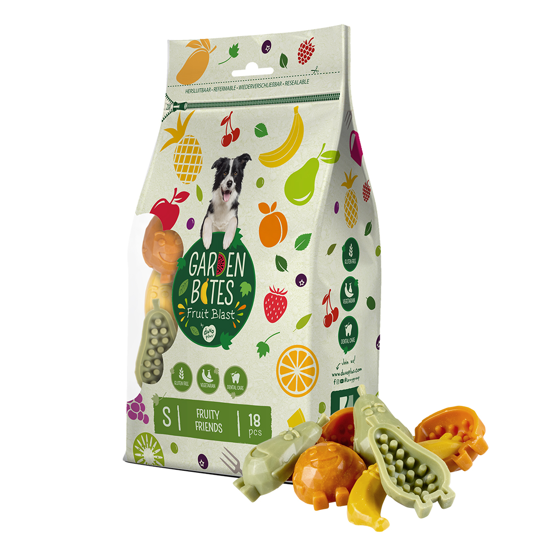 Garden Bites Fruity Friends Veganskt Dentaltugg - S
