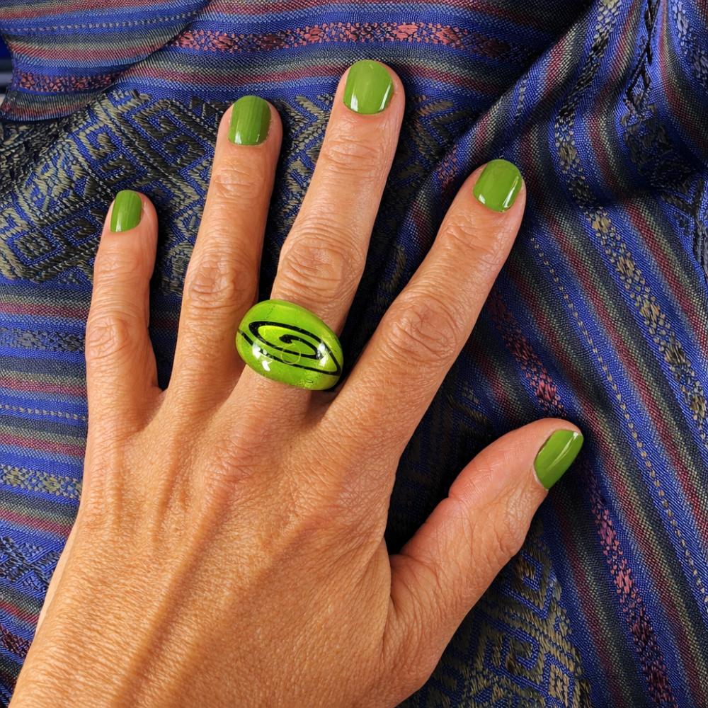 Maffig Grön Spiral Glasring