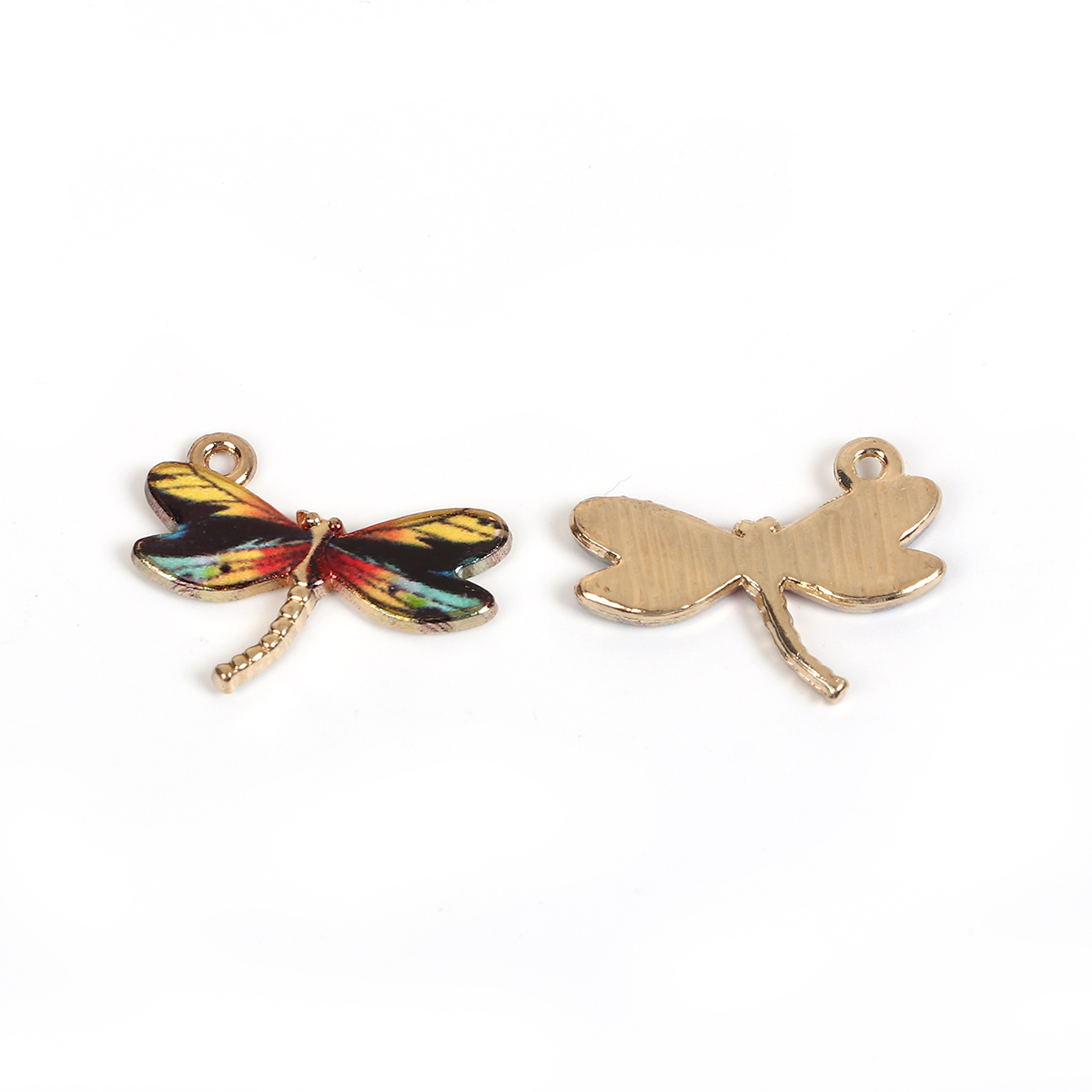Charm enameld  dragonfly  black yellow - 2