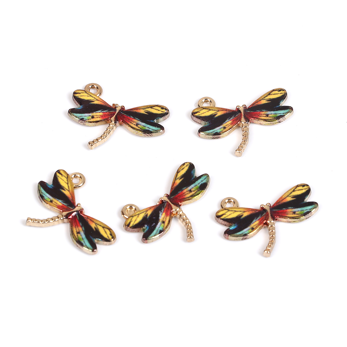 Charm enameld  dragonfly  black yellow