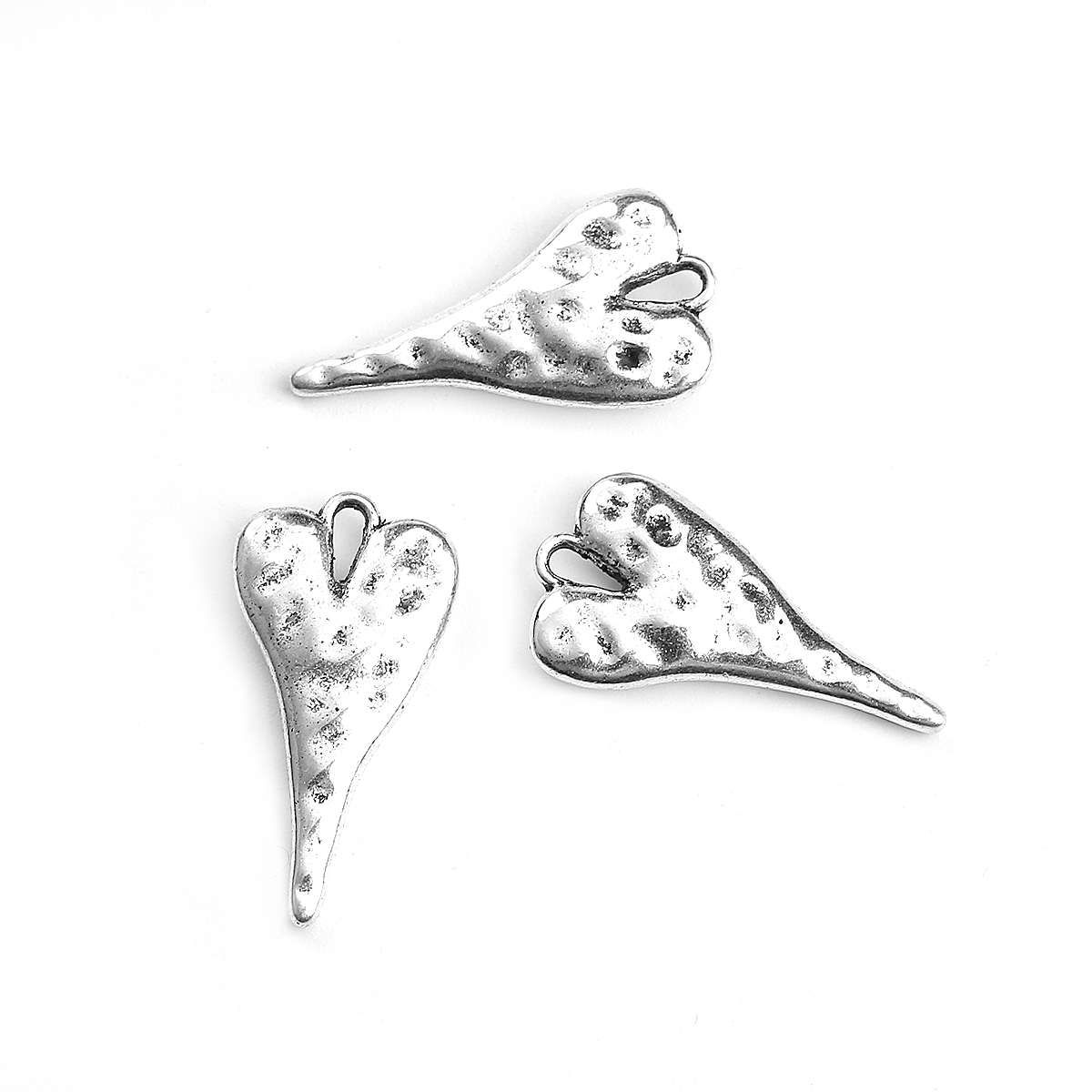 Charm  Heart silver Hammered - 2