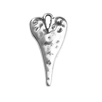 Charm  Heart silver Hammered