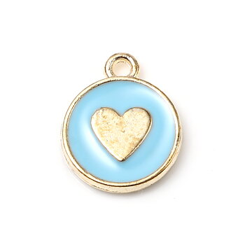 Charm  Enameld Heart Gold & turqouise
