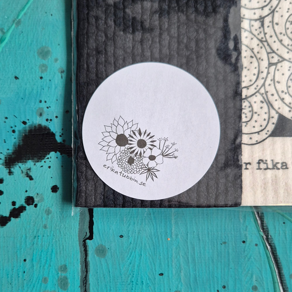 giftset 2 dishcloths: FIKA CINNAMON BUN + solid black - 3