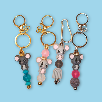 Pärlnyckelring - Mus