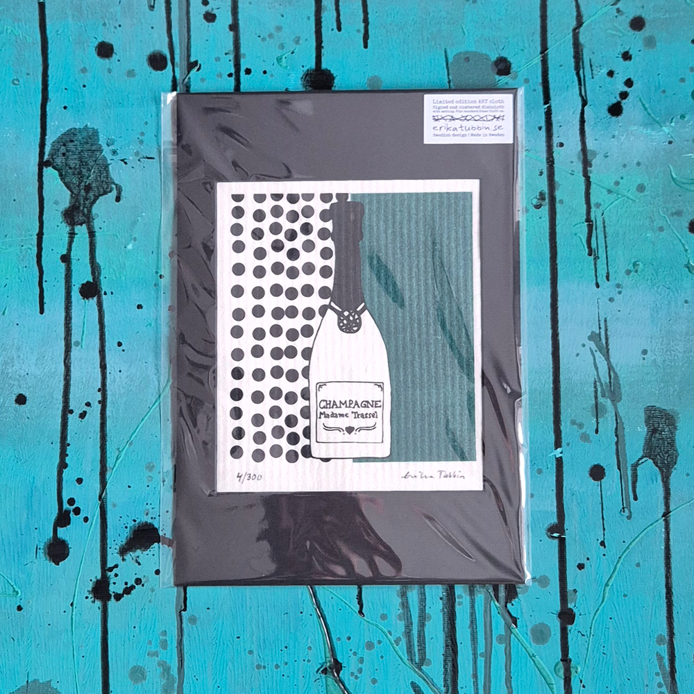 ART cloth MADAME TRASSEL buteljgrön med passepartout - LIMITED EDITION - konstdisktrasa, numrerad och signerad - 6