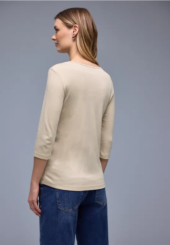 Heart neck Ada T-Shirt Cotton Beige - 4