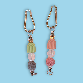 Pärlnyckelring - Regnbåge Karbinhake