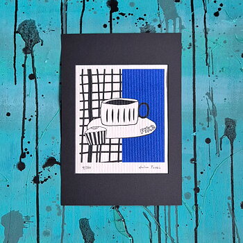 ART cloth FIKA kleinblå med passepartout - LIMITED EDITION