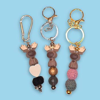 Pärlnyckelring - Älg 