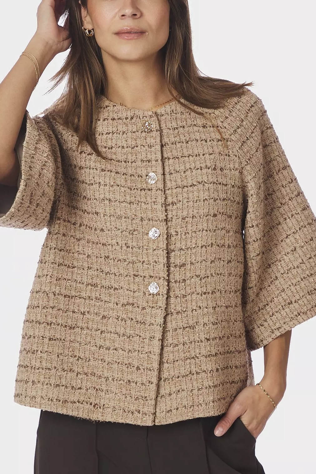 Neo Noir  - Rosella Boucle Mini Jacket Taupe - 3