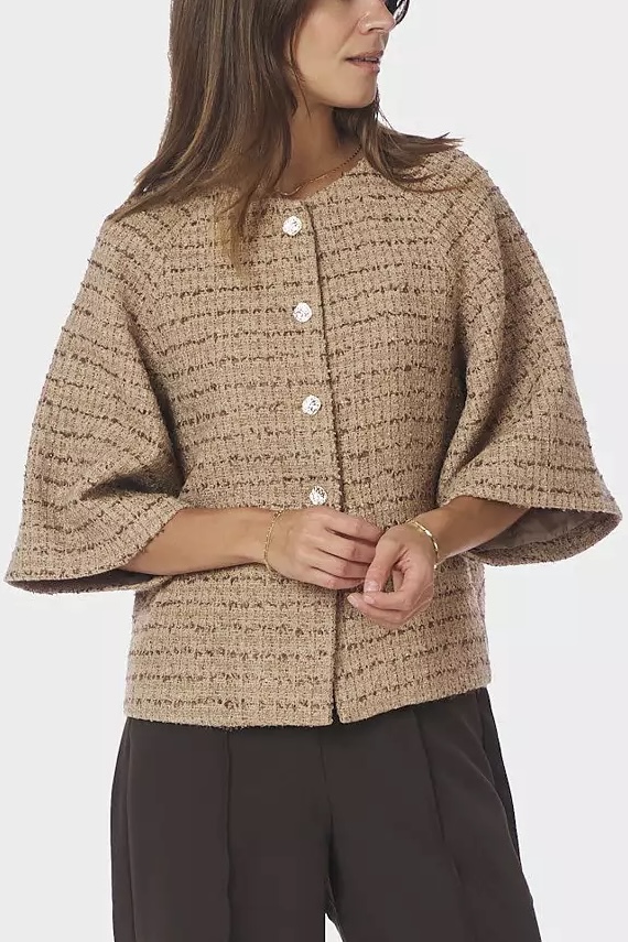 Neo Noir  - Rosella Boucle Mini Jacket Taupe