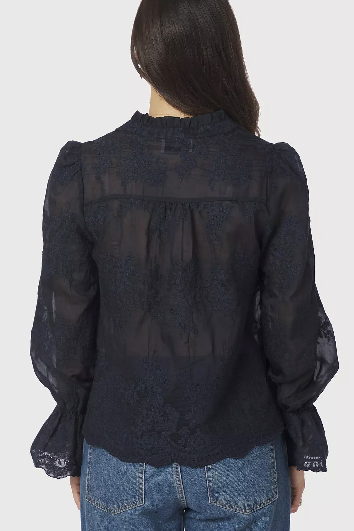 Neo Noir  - Amara Big Embroidery Blouse Navy - 3