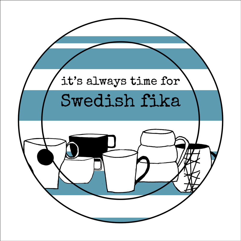glasunderlägg/minibricka SWEDISH FIKA blå 11 cm - FÅTAL KVAR - 4