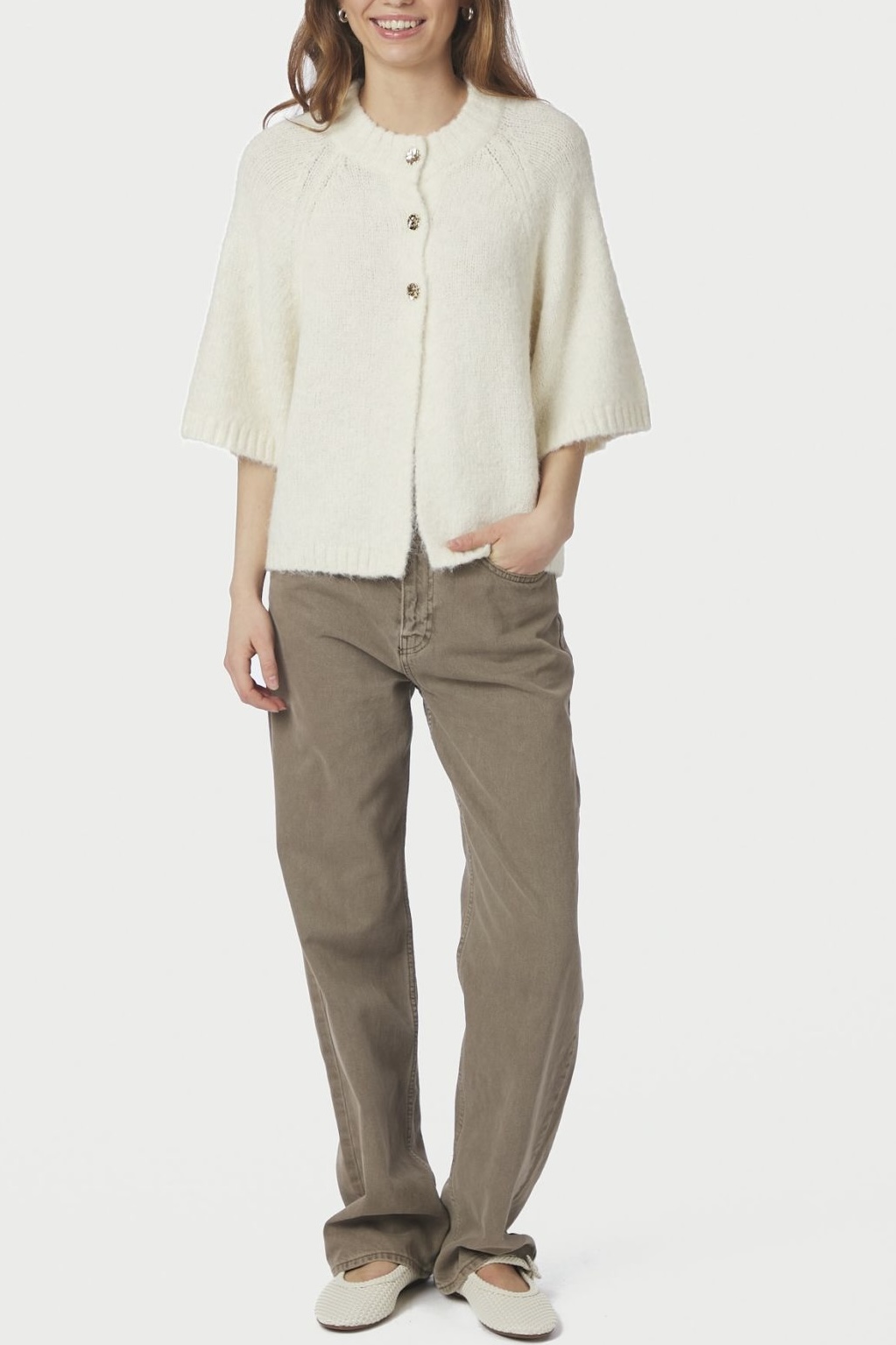 Neo Noir - Benuta Fluff  Knit Cardigan Off White - 2