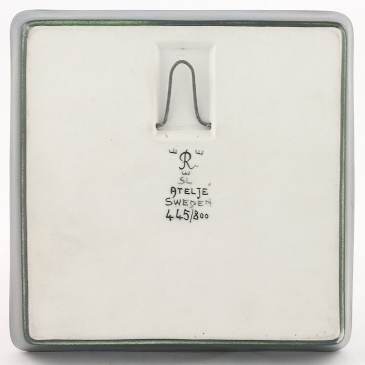 シルヴィア・レウショヴィウス  正方形  鳥の陶板   Wall Plaque   1970年代  18cm (2)