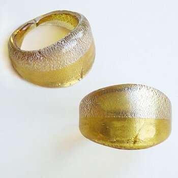 Moon Ockra Guld-Silver Glasring