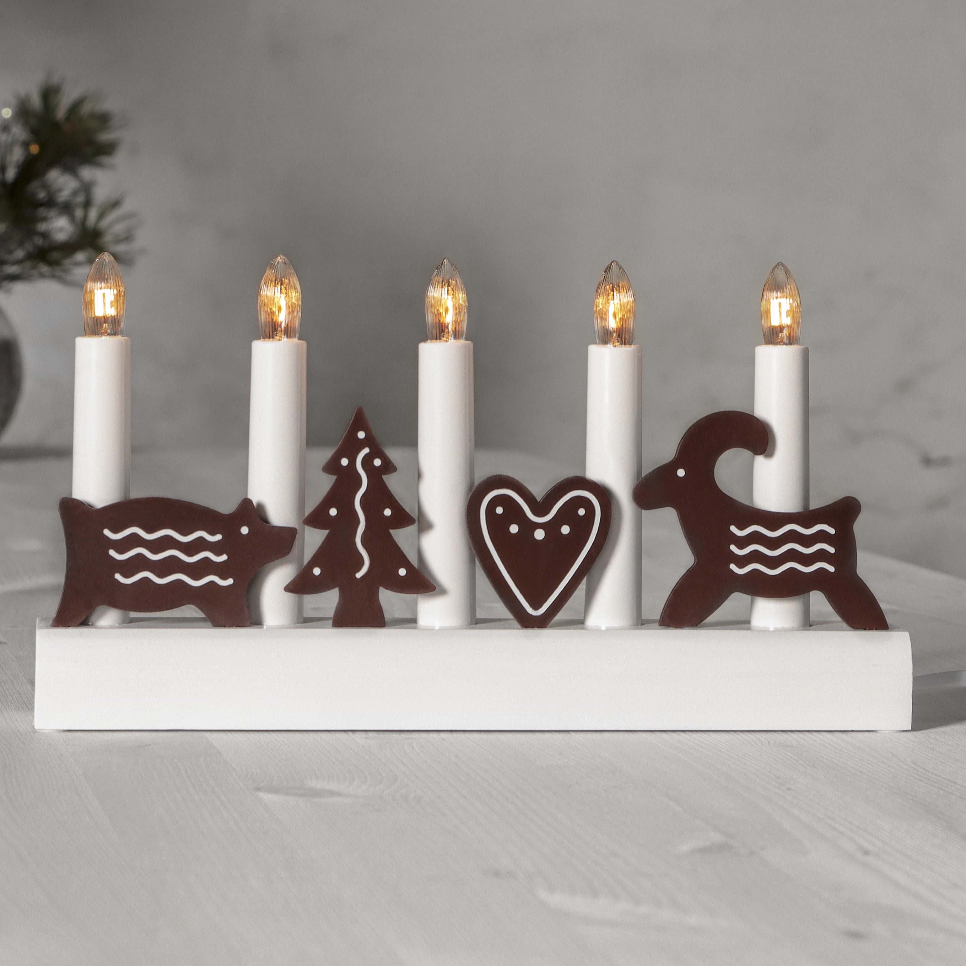 Ljusstake Pepparkakor - Med fem LED ljus