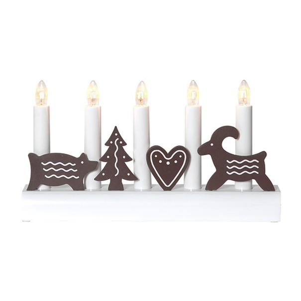 Ljusstake Pepparkakor - Med fem LED ljus - 2