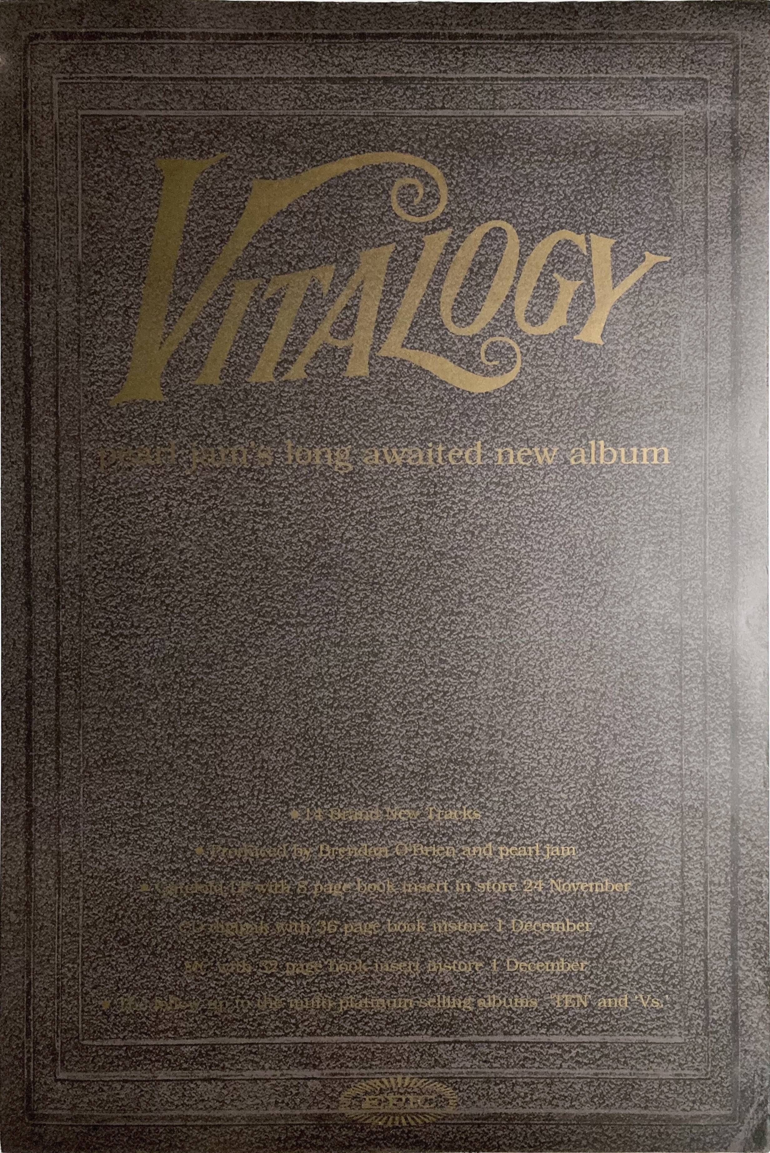 PEARL JAM - Vitalogy (1994) LP & CD Promo poster - 2