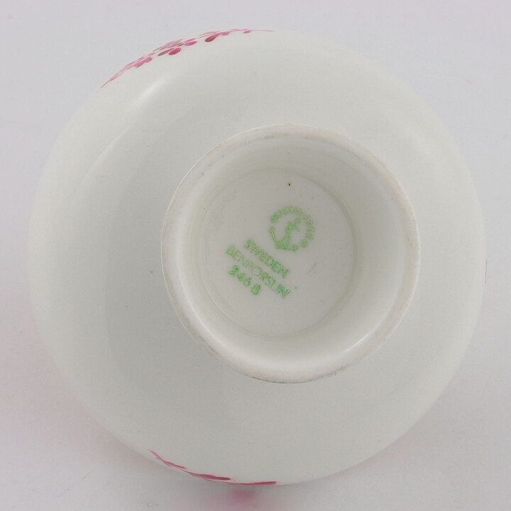 Stig Lindberg (1949) Sugar Bowl with Pink Flowers Decor 9 cm