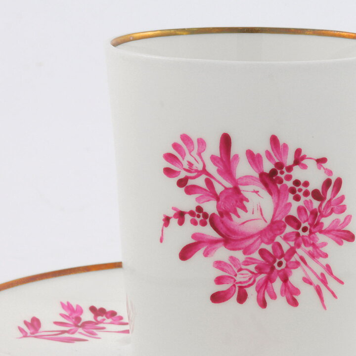 Stig Lindberg (1949) Coffee Cup with Pink Flowers Decor 7 cm  [Sample Images]