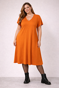 Klänning i luftig modell, orange