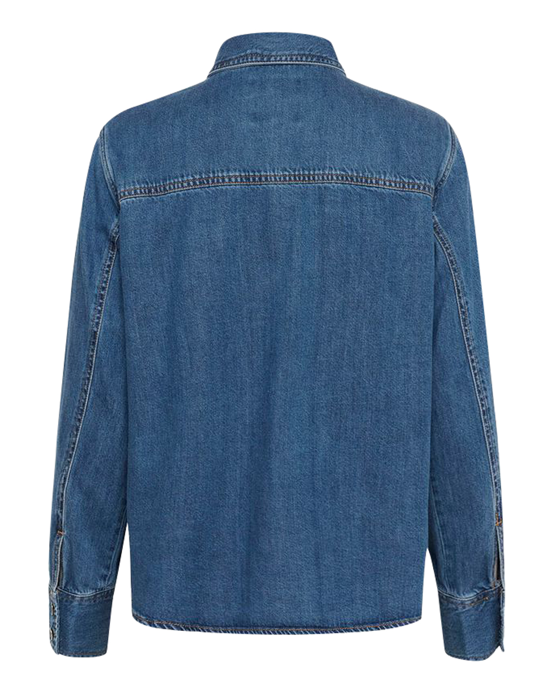 Jeansskjorta Payas med silverknappar mellanblå - 5