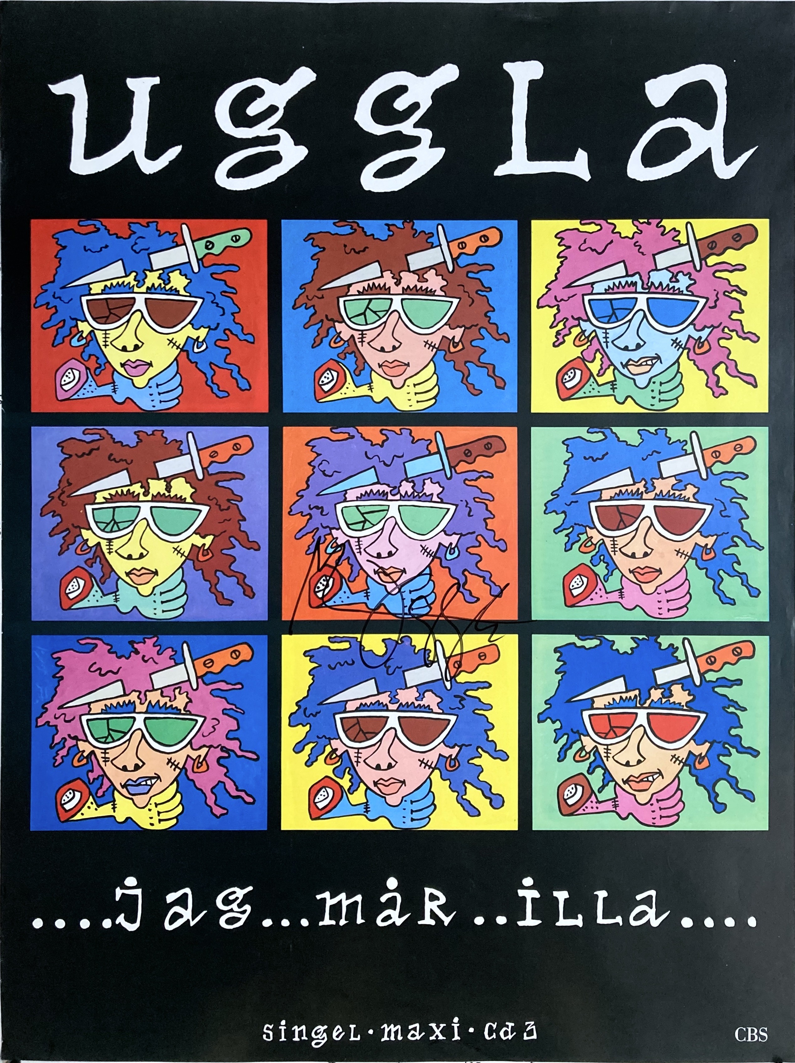 MAGNUS UGGLA - Jag Mår Illa (1989) SIGNERAD Promoaffisch