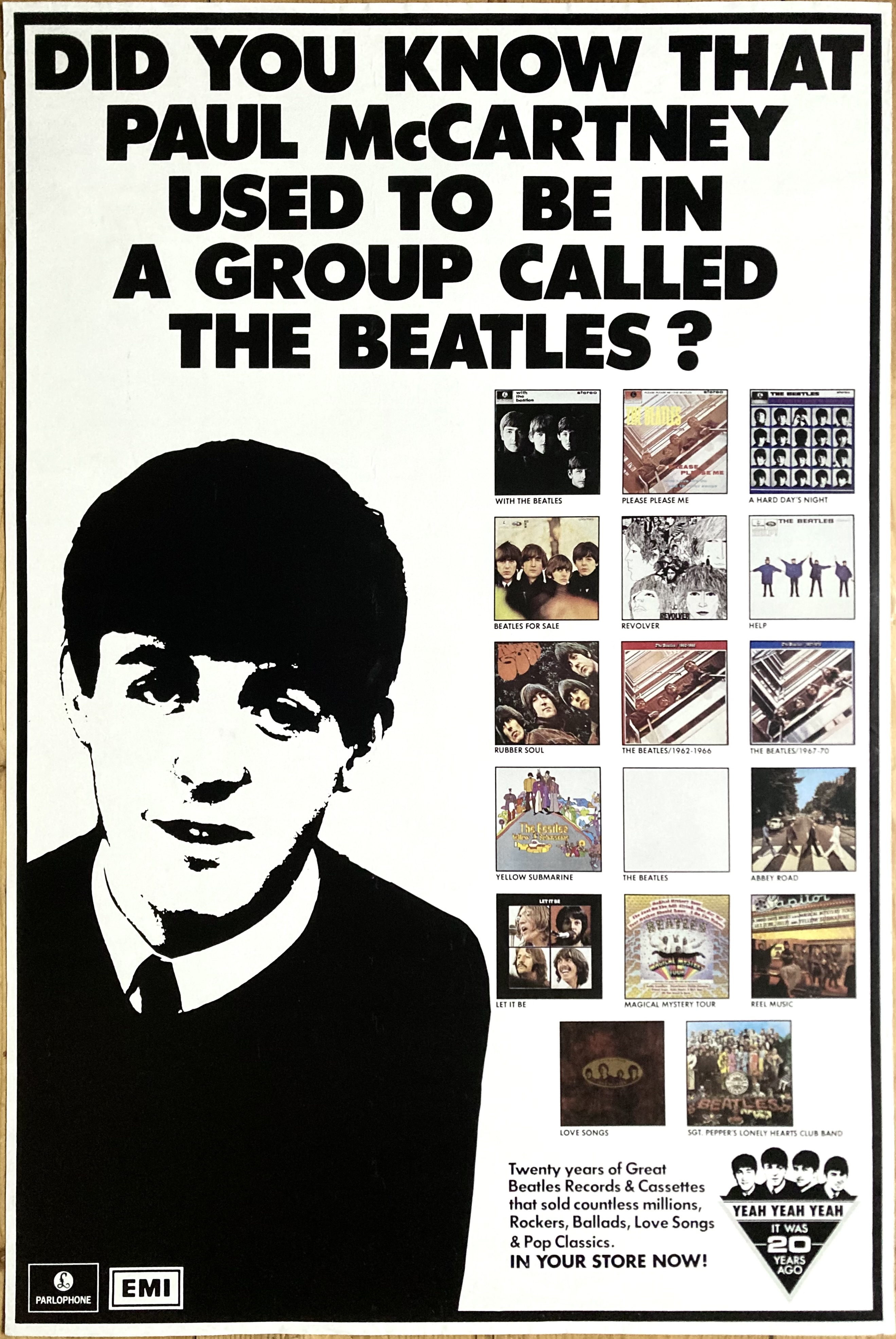 THE BEATLES - Yeah Yeah Yeah It was 20 years ago (1982) LP Promo posters - 9