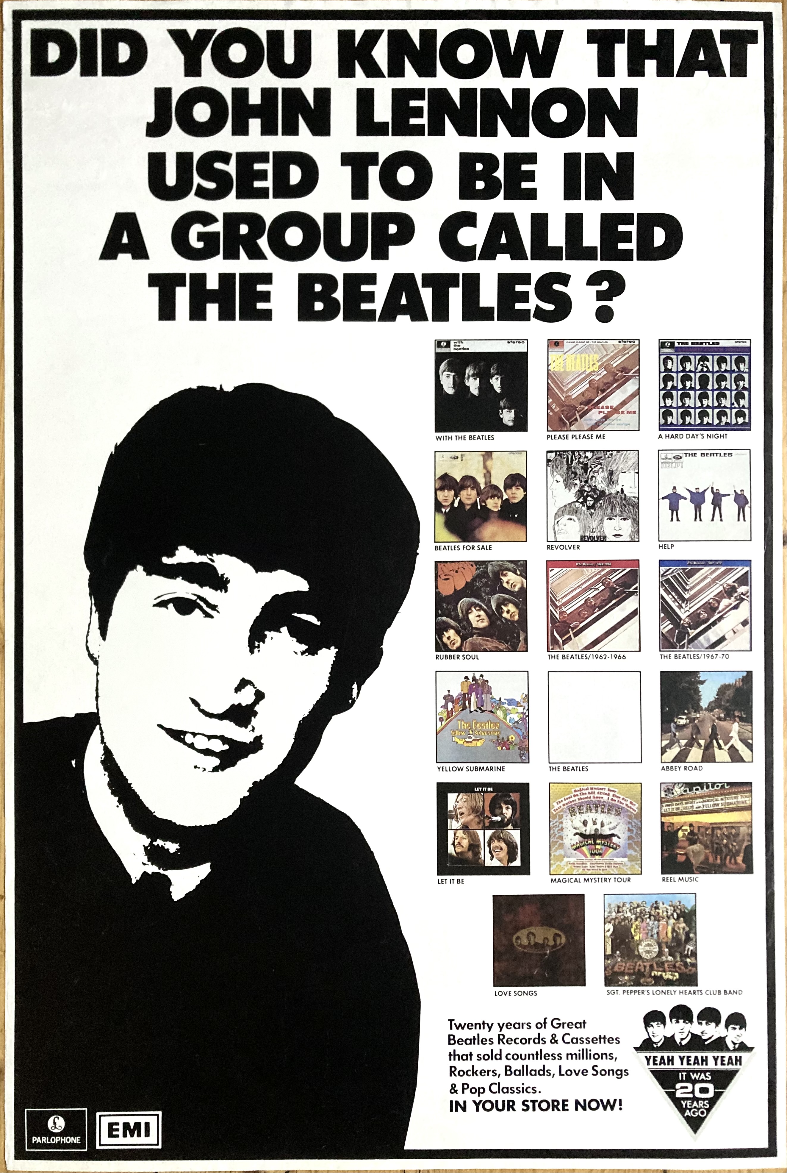 THE BEATLES - Yeah Yeah Yeah It was 20 years ago (1982) LP Promo posters - 2