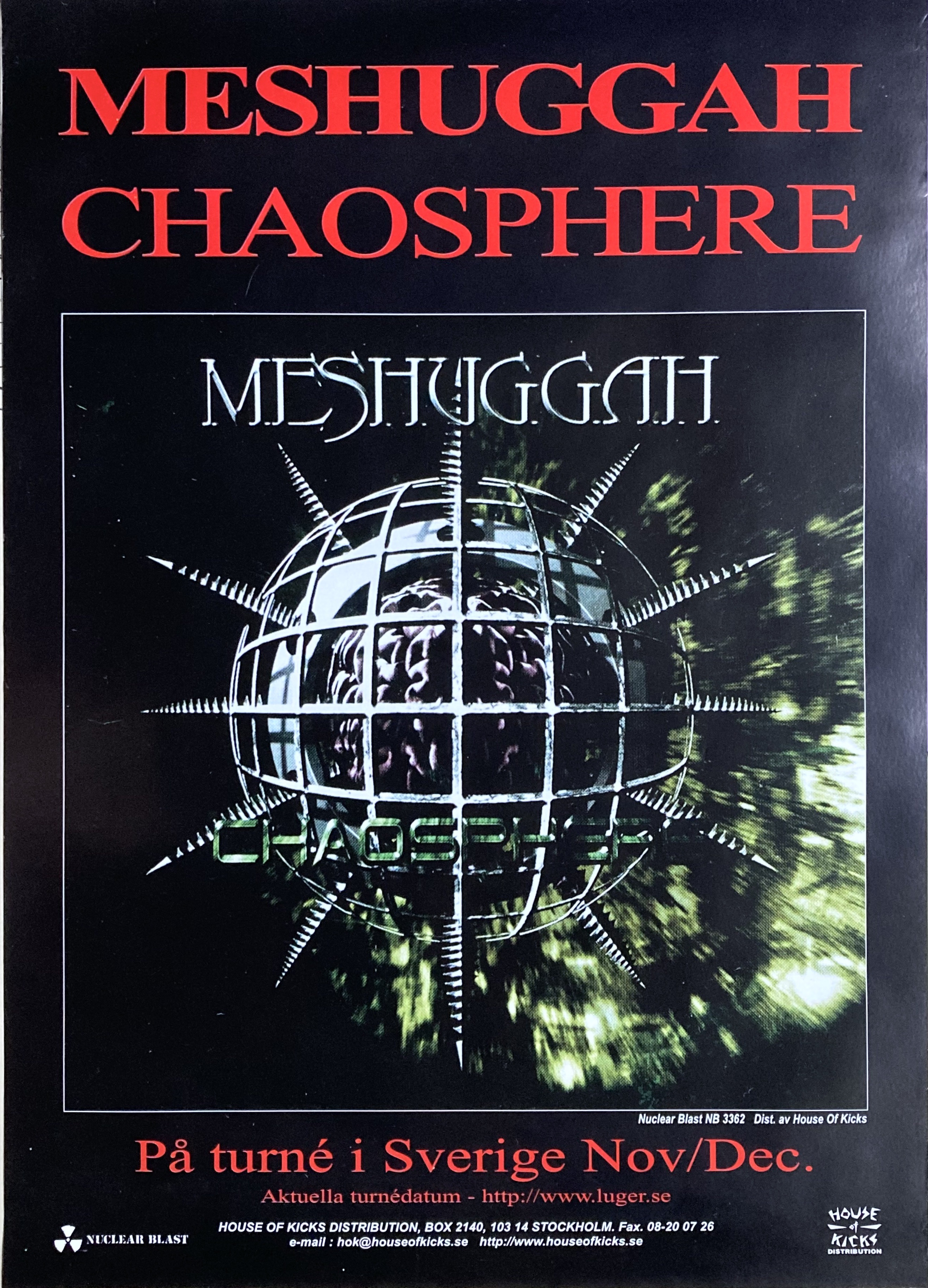 MESHUGGAH - Chaosphere (1998) LP Promo poster - 2
