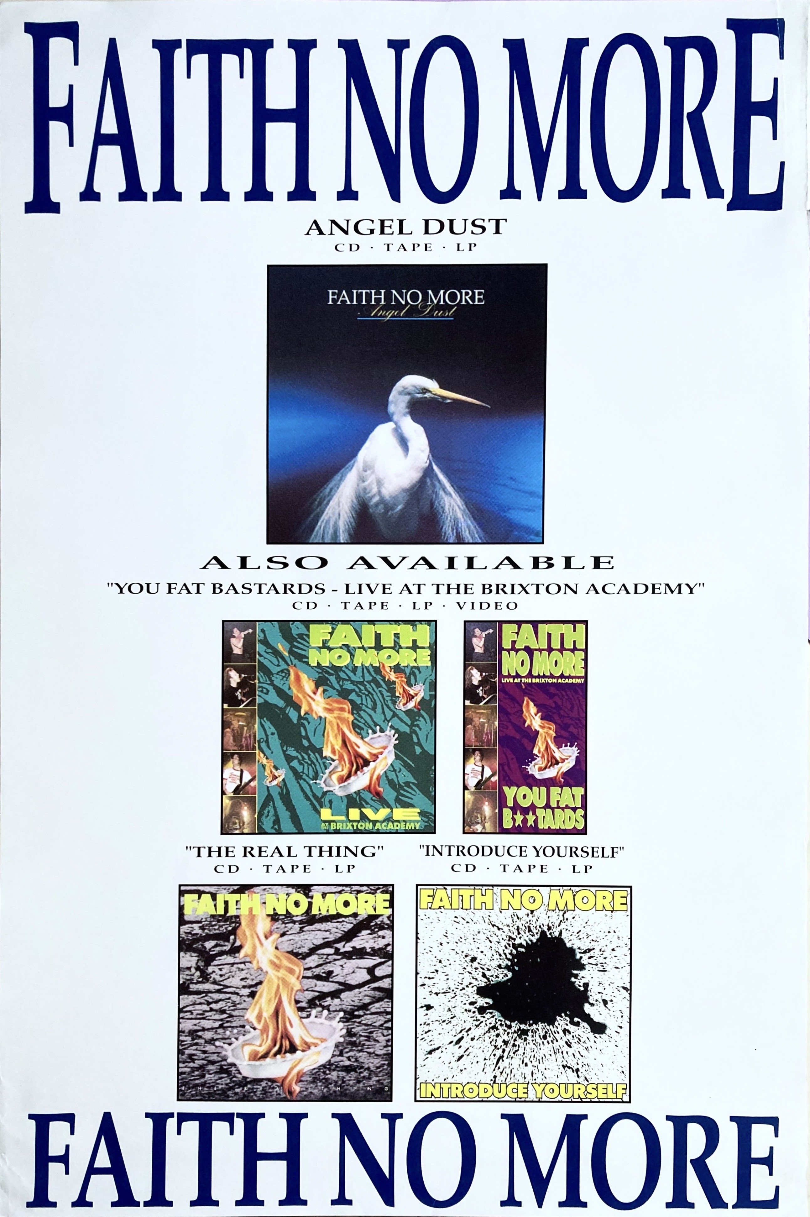 FAITH NO MORE - Discography (1992) Promoaffisch - 2