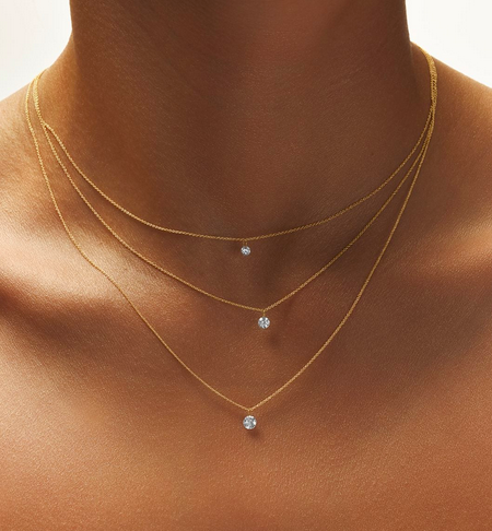  Floating Diamond Necklace Guld