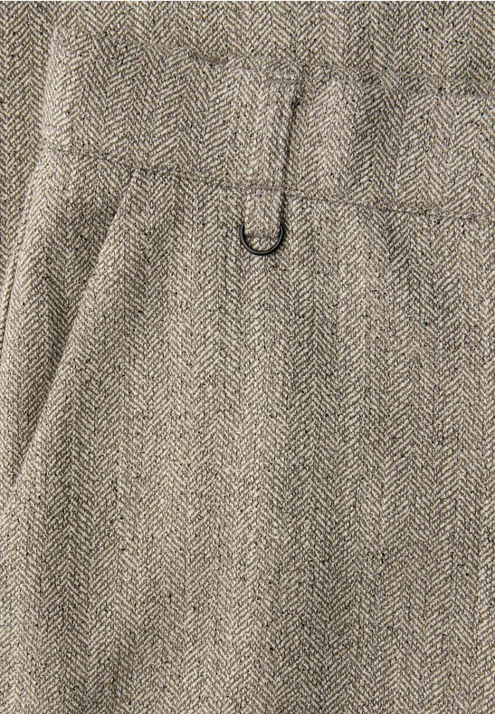 Jacqard Pants  Cotton Beige Fiskbensmönstrad byxa - 4